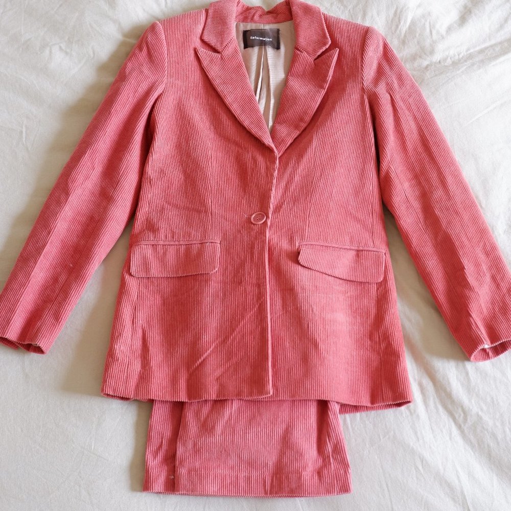 Reformation Pink Corduroy Suit